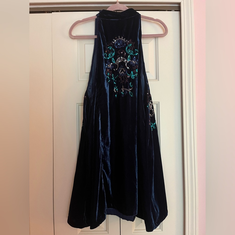 Free People Blue Velvet Sequin Swing Dress - Picture 8 of 9